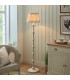 Carnaby Satin Almond White Paint Floor Lamp with Neutral Print Fabric Ikat Shade 35cm B22-2