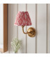 Dome Arc Brushed Aged Brass Plate Wall Light with Coral Pink Fabric Ikat Shade 16cm B22-3