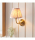 Dome Arc Brushed Aged Brass Plate Wall Light with Peachy Keen Fabric Leaf Shade 16cm B22-2