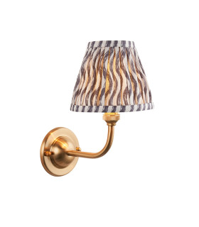 Dome Arc Brushed Aged Brass Plate Wall Light with Pearl Grey Fabric Ripple Shade 16cm B22-1