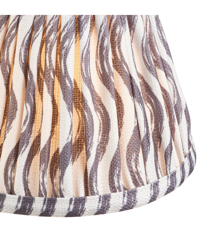 Dome Arc Brushed Aged Brass Plate Wall Light with Pearl Grey Fabric Ripple Shade 16cm B22-6