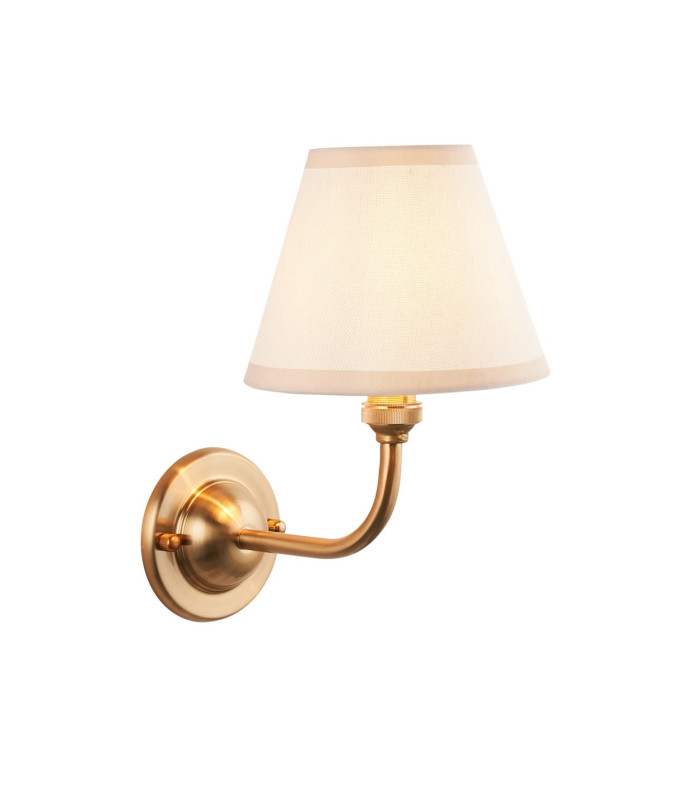 Dome Arc Brushed Aged Brass Plate Wall Light with Vintage White Fabric Ivy Shade 16cm B22-1