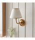 Dome Arc Brushed Aged Brass Plate Wall Light with Vintage White Fabric Ivy Shade 16cm B22-3