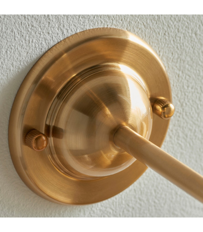 Dome Arc Brushed Aged Brass Plate Wall Light with Vintage White Fabric Ivy Shade 16cm B22-5