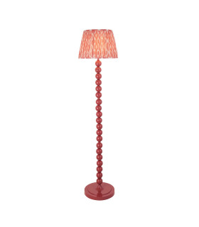 Higgledy Gloss Pink Clay Paint Floor Lamp with Coral Pink Fabric Ikat Shade 35cm E27-1