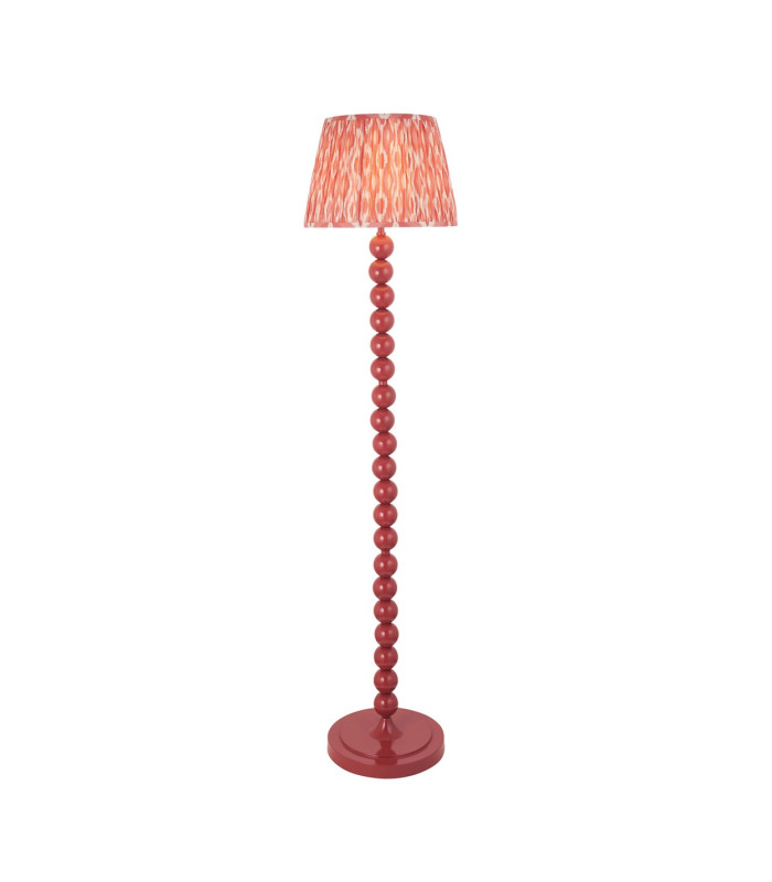 Higgledy Gloss Pink Clay Paint Floor Lamp with Coral Pink Fabric Ikat Shade 35cm E27-1