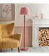 Higgledy Gloss Pink Clay Paint Floor Lamp with Coral Pink Fabric Ikat Shade 35cm E27-3