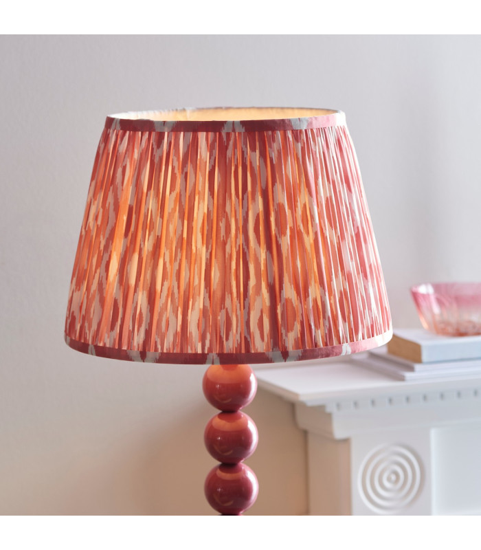Higgledy Gloss Pink Clay Paint Floor Lamp with Coral Pink Fabric Ikat Shade 35cm E27-4