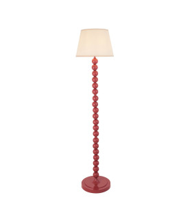 Higgledy Gloss Pink Clay Paint Floor Lamp with Vintage White Fabric Ivy Shade 35cm E27-1