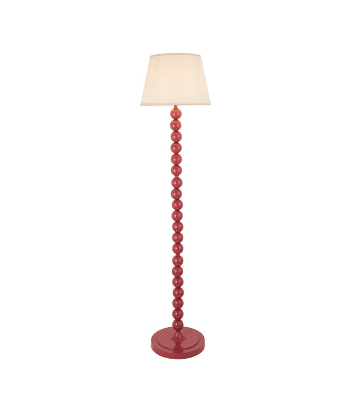 Higgledy Gloss Pink Clay Paint Floor Lamp with Vintage White Fabric Ivy Shade 35cm E27-1