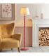 Higgledy Gloss Pink Clay Paint Floor Lamp with Vintage White Fabric Ivy Shade 35cm E27-2