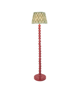 Higgledy Gloss Pink Clay Paint Floor Lamp with Cotswold Green Fabric Zigzag Shade 35cm E27-1