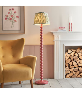 Higgledy Gloss Pink Clay Paint Floor Lamp with Cotswold Green Fabric Zigzag Shade 35cm E27-2