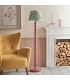 Higgledy Gloss Pink Clay Paint Floor Lamp with Cotswold Green Fabric Zigzag Shade 35cm E27-3