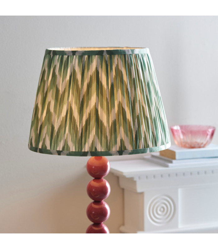 Higgledy Gloss Pink Clay Paint Floor Lamp with Cotswold Green Fabric Zigzag Shade 35cm E27-4