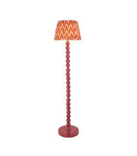 Higgledy Gloss Pink Clay Paint Floor Lamp with Apricot Orange Fabric Zigzag Shade 35cm E27-1