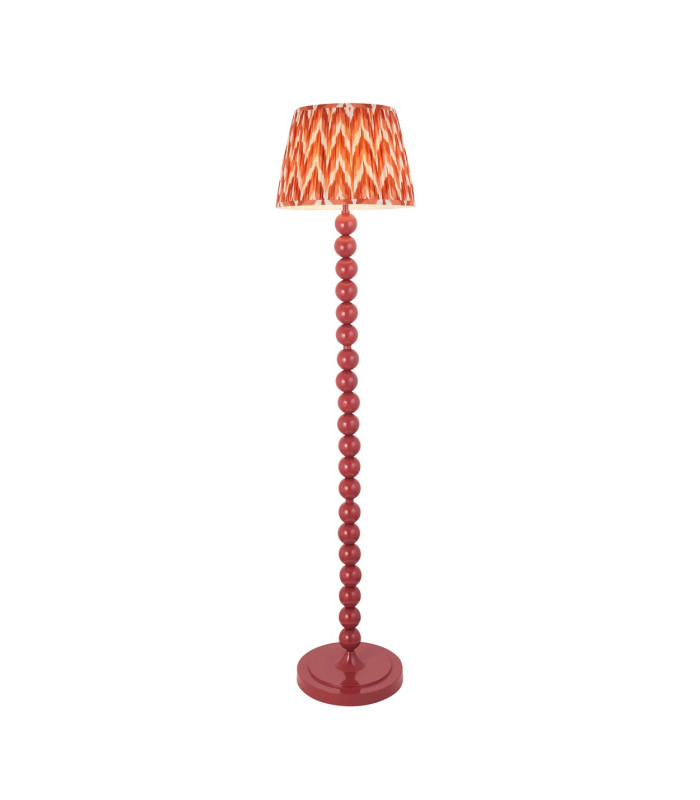 Higgledy Gloss Pink Clay Paint Floor Lamp with Apricot Orange Fabric Zigzag Shade 35cm E27-1