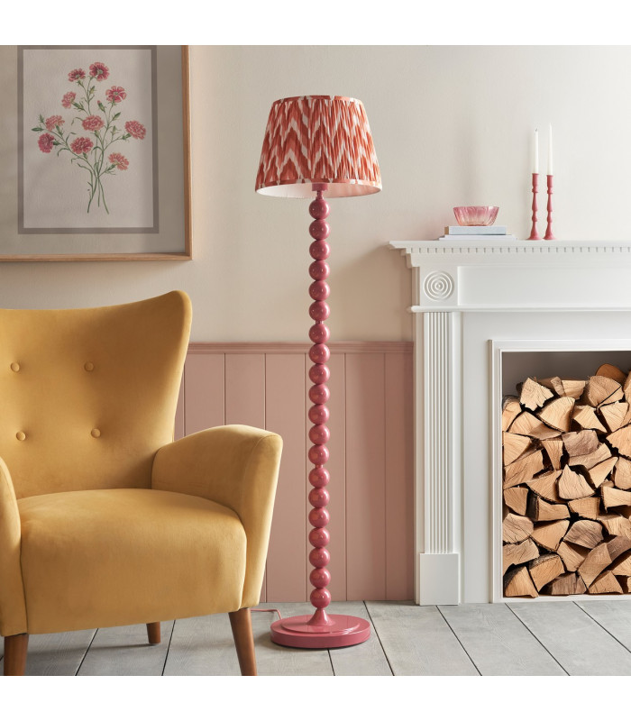 Higgledy Gloss Pink Clay Paint Floor Lamp with Apricot Orange Fabric Zigzag Shade 35cm E27-3