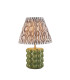 Bobble Olive Green Glaze Table Lamp with Pearl Grey Fabric Ripple Shade 25cm B22-1