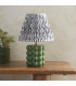 Bobble Olive Green Glaze Table Lamp with Pearl Grey Fabric Ripple Shade 25cm B22-3