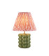 Bobble Olive Green Glaze Table Lamp with Coral Pink Fabric Ripple Shade 25cm B22-1