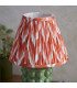 Bobble Olive Green Glaze Table Lamp with Apricot Orange Fabric Zigzag Shade 25cm B22-4