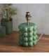 Bobble Olive Green Glaze Table Lamp with Apricot Orange Fabric Zigzag Shade 25cm B22-5