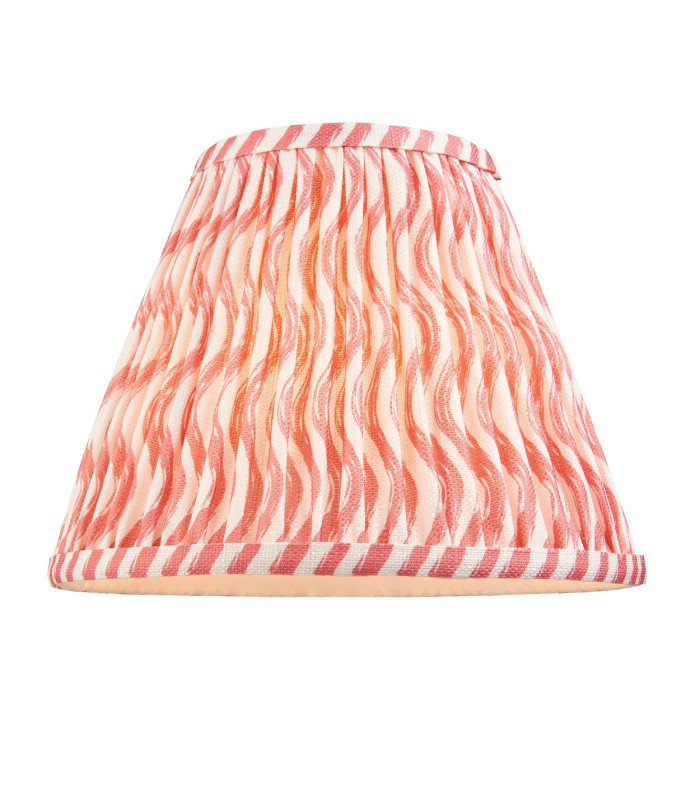 Bobble Olive Green Glaze Table Lamp with Coral Pink Fabric Ripple Shade 25cm B22-9