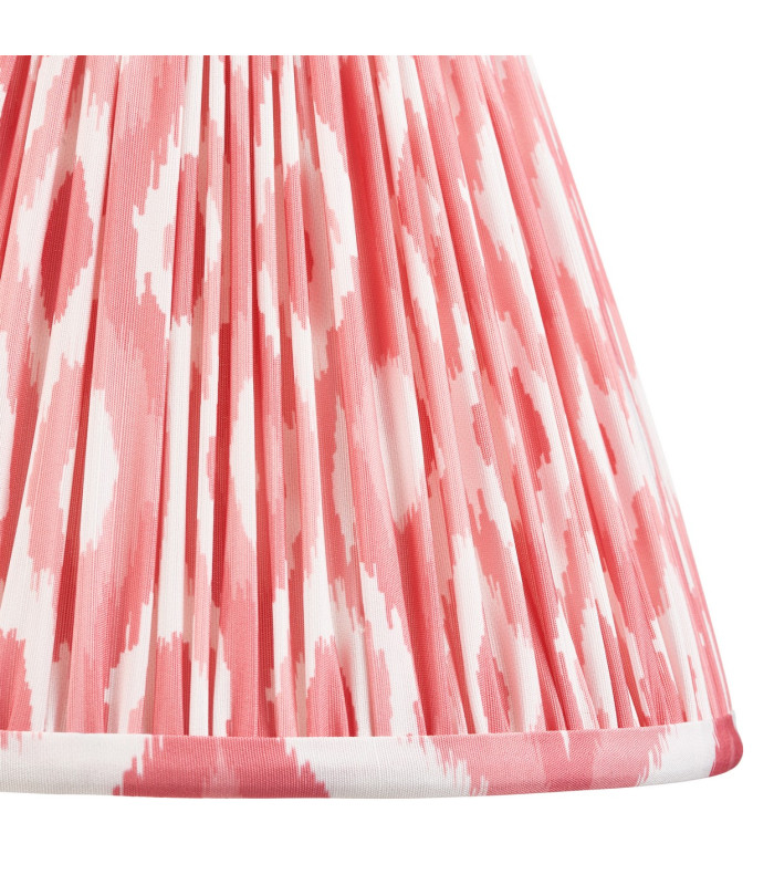 Myrtle Almond White Table Lamp with Coral Pink Fabric Ikat Shade 25cm B22-8