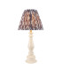Myrtle Almond White Table Lamp with Pearl Grey Fabric Ikat Shade 25cm B22-1