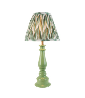 Myrtle Cotswold Green Table Lamp with Cotswold Green Fabric Zigzag Shade 25cm B22-1