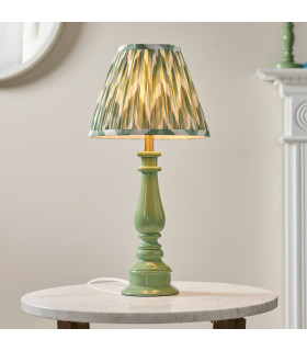 Myrtle Cotswold Green Table Lamp with Cotswold Green Fabric Zigzag Shade 25cm B22-2
