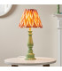 Myrtle Cotswold Green Table Lamp with Apricot Orange Fabric Zigzag Shade 25cm B22-2