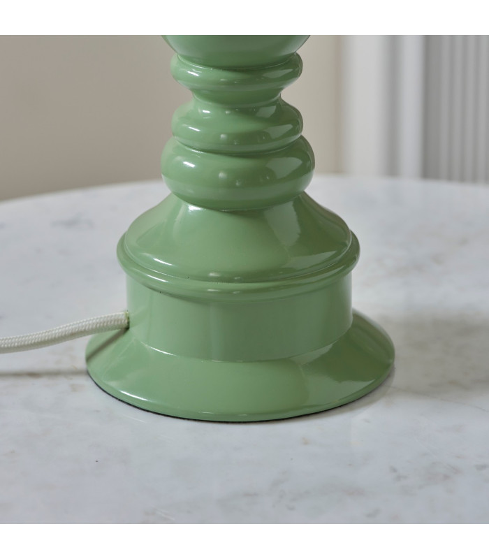 Myrtle Cotswold Green Table Lamp with Apricot Orange Fabric Zigzag Shade 25cm B22-7