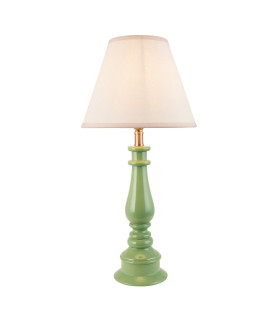 Myrtle Cotswold Green Table Lamp with Vintage White Fabric Ivy Shade 25cm B22-1