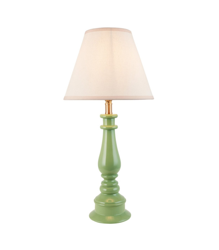 Myrtle Cotswold Green Table Lamp with Vintage White Fabric Ivy Shade 25cm B22-1