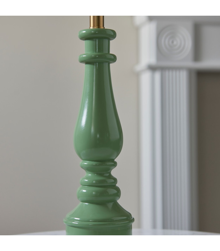 Myrtle Cotswold Green Table Lamp with Vintage White Fabric Ivy Shade 25cm B22-4