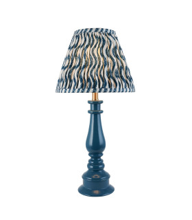 Myrtle Marlin Blue Table Lamp with Marlin Blue Fabric Ripple Shade 25cm B22-1
