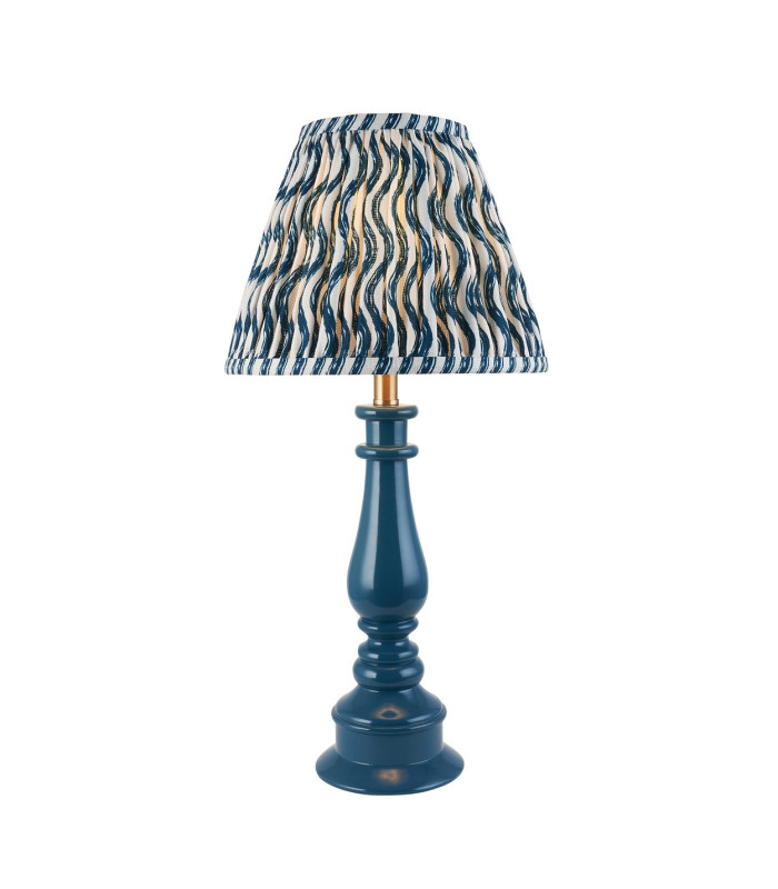 Myrtle Marlin Blue Table Lamp with Marlin Blue Fabric Ripple Shade 25cm B22-1