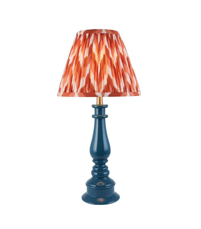 Myrtle Marlin Blue Table Lamp with Apricot Orange Fabric Zigzag Shade 25cm B22-1