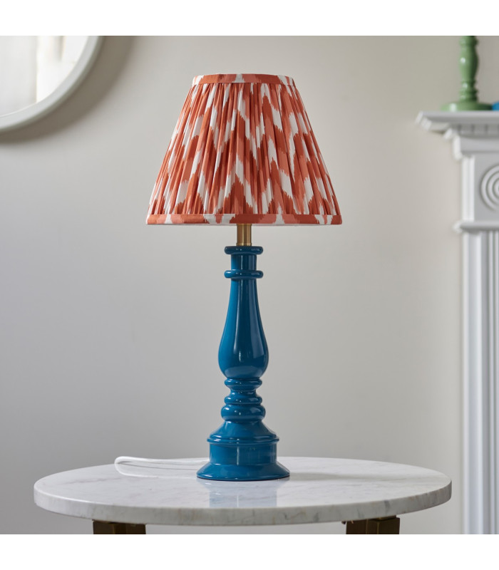Myrtle Marlin Blue Table Lamp with Apricot Orange Fabric Zigzag Shade 25cm B22-3