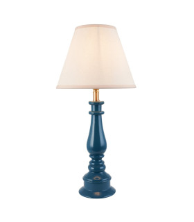 Myrtle Marlin Blue Table Lamp with Vintage White Fabric Ivy Shade 25cm B22-1