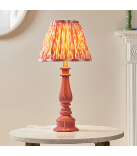 Myrtle Pink Clay Table Lamp with Coral Pink Fabric Ikat Shade 25cm B22-2