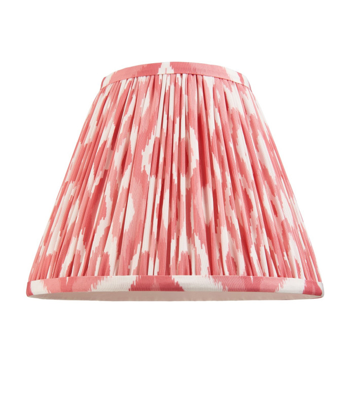 Myrtle Pink Clay Table Lamp with Coral Pink Fabric Ikat Shade 25cm B22-9