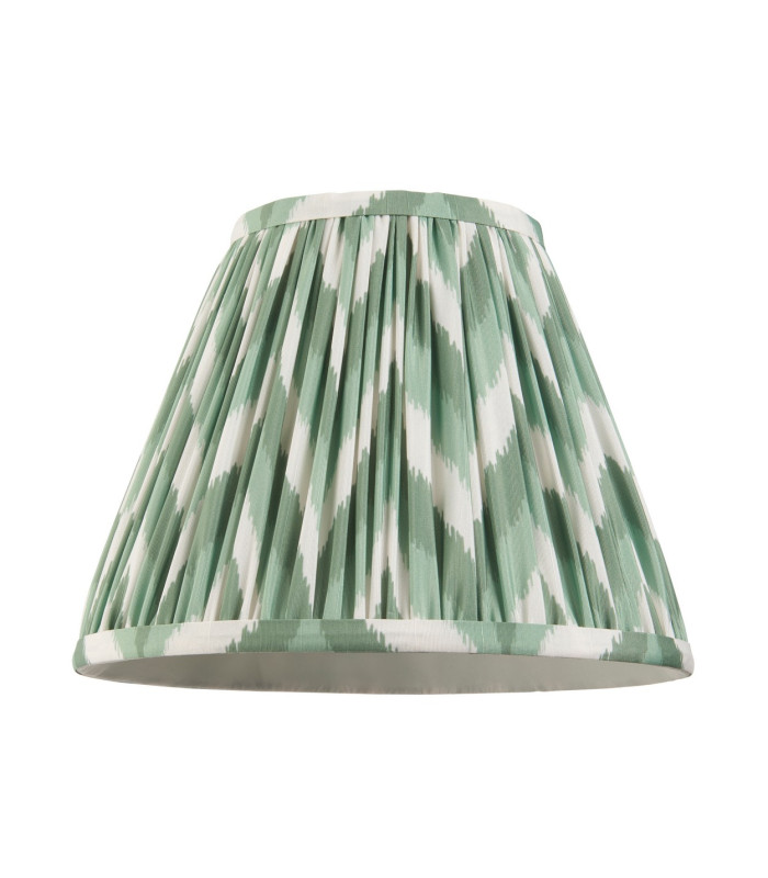 Myrtle Pink Clay Table Lamp with Cotswold Green Fabric Zigzag Shade 25cm B22-9