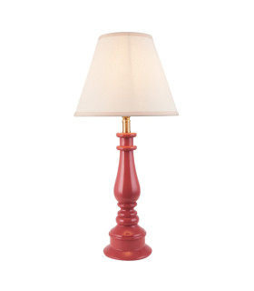 Myrtle Pink Clay Table Lamp with Vintage White Fabric Ivy Shade 25cm B22-1