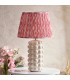Bobble White Crackle Glaze Table Lamp with Coral Pink Fabric Ikat Shade 35cm B22-3