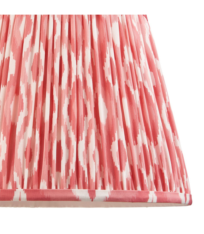 Bobble White Crackle Glaze Table Lamp with Coral Pink Fabric Ikat Shade 35cm B22-8