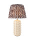 Bobble White Crackle Glaze Table Lamp with Pearl Grey Fabric Ikat Shade 35cm B22-1