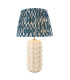 Bobble White Crackle Glaze Table Lamp with Marlin Blue Fabric Ikat Shade 35cm B22-1
